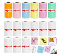Rifanda 15 rollos de papel adhesivo térmico de 53 x 28 mm para mini impresoras Phomemo T02/M02/M02S/PRO, mini papel de impresora autoadhesivo colorido de 3,75 m para mini impresora Memoking, notas de