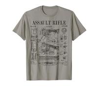 Rifle de asalto Vintage Gun Militar Arma Patente de arma de fuego Camiseta