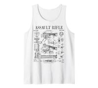 Rifle de asalto Vintage Gun Militar Arma Patente de arma de fuego Camiseta sin Mangas