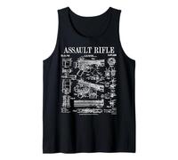 Rifle de asalto Vintage Gun Militar Arma Patente de arma de fuego Camiseta sin Mangas