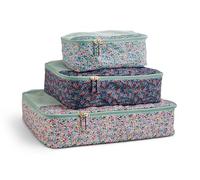 RIFLE PAPER CO. Juego de 3 cubos de embalaje de lados suaves. Incluye bolsa pequeña, mediana y grande y una bolsa de lavandería, accesorio imprescindible de viaje, patrón estilizado, rosa floral