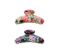 RIFLE PAPER CO. Juego de pinzas grandes | Diadema de tela bordada, 100% poliéster, bandas elásticas suaves para el pelo (patrón floral brillante), fiesta en el jardín