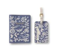 RIFLE PAPER CO. Soporte para pasaporte, Soporte para pasaporte y etiqueta de equipaje con diseño de rosa inglesa