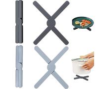 Rifrpha 4 Piezas Salvamanteles Plegables Antideslizantes de Silicona - Tapetes de Mesa Cruzados y Manteles Individuales para Platos y Ollas