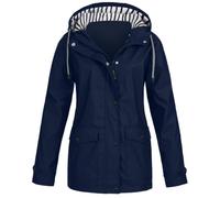 Rifuli Chubasqueros para mujer, impermeables, talla grande, ligeros, con capucha, para exteriores, cortavientos, azul marino, 5XL Plus