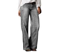 Rifuli Jeans Boyfriend para adolescentes y mujeres, cintura baja, holgados, holgados, de pierna ancha, n.º 23, gris oscuro, M