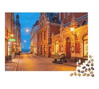 Riga Old Town Puzzle para Adultos 1000 Piezas Reciclable Paper Latvia Coastal Alley Puzzles Educativo Game Challenge Ideal para la Familia and Friends Gifts 52x38cm/1000 Piezas