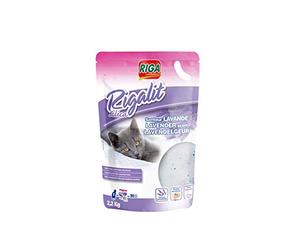 Riga - Rigalit Lavanda - Arena para Gatos Hiperabsorbente de Origen Mineral - Gel de Sílice - Absorbe los olores - Desarrollo Antibacteriano - 2,2 kg