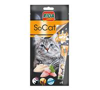 Riga Socat Lick Quid - Dulces para Gatos - Snack Mojado con Pollo - Crema Lamiendo - Rica en Proteínas - Sin Cereales - Baja en Grasas - Recompensa Ideal - 4 x 14 g