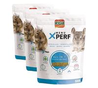 Riga - X-Perf - Pellets para Chinchillas y degúes - Pellets con linaza y extractos de Yuca - Rico en Fibra, vitaminas y prebióticos - Bolsa Hermética de 500 g (Paquete de 3)