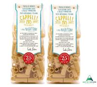 Rigatoni Cappelli Original 1915 - 2 paquetes de 500gr Carla Latini - pasta de secado lento y procesamiento antiguo 100% Italiana