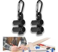 Right-Angle Ruler Clamp, Framing Square Attachment Jigs with Carabiner and Holder, Stair Gauges for Framing Square Support, Hexagonal Stable Lock with Holder & Hook (Black2)