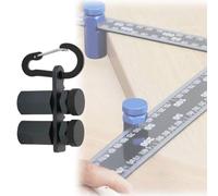 Right-Angle Ruler Clamp,Tall Stair Gauges with Carabiner and Holder,Framing Square Hexagonal Stable Lock for Carpentry,Circular Saw,Anti-Slip,Secure (Black)