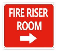 Right Arrow Fire Riser Room Location Plate 12x8 Inch