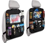 RIGHTWELL Organizadores para Asientos de Coches 2 Pack Protector Asiento Coche Niños con Sorporte iPad 10" - Almacenamiento de Juguetes, Libros, Bebidas - Accesorios de Viaje para Niños