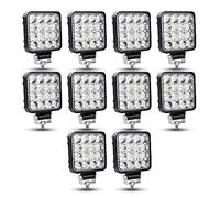 RIGIDON 10 Pcs cuadrado faros trabajo led, 3.3 pulgadas 48W Mini focos de coche led, 12V 24V luz de niebla Spot lámparas de conducción impermeable para Moto ATV SUV Tractor Camión Barco, 6000K blanca