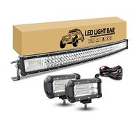RIGIDON 107cm 42 Pulgadas 540W Curvada Barra Led con 12V Kit de cableado, 2pcs 13cm 72W Luces de Trabajo, Impermeable Barra Luminosas Faros Led para 4x4 Coche Off Road Camión SUV Todoterreno