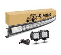 RIGIDON 130 cm 675W Barra Led Curva con 12V Cableado y Faro de Trabajo | 52 Pulgadas Barra Luminosas led, 2 x 10 cm 18W Flood Luz Conducción para 4x4 Coche Camión Tractor Todoterreno SUV ATV, 6000K
