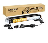 RIGIDON 15 Pulgadas 30 Leds Magnética Barra de Luz Led, Ámbar Blanco Luz Estroboscópica Emergencia, Baliza Testigo de Advertencia, Faros Antiniebla Para Tractor Camión Coche ATV 4x4 Todoterreno