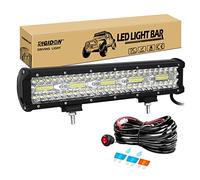 RIGIDON 15 Pulgadas 38 cm 300W barra de luz led y 12v kit de cableado, Barras luminosas led para off road camión coche ATV todoterreno 4x4 vehículos, lámpara de conducción 6000K, Impermeable