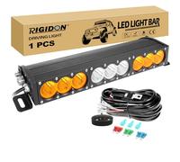 RIGIDON 1x 17 50cm 90W Barra de Luz Led y 12V Kit de Cableado, Largo Alcance Barras Luminosas Led para Off road Todoterreno Camión Coche ATV 4x4, Blanco Ámbar Lámpara de Conducción, 2 años garantía
