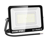 RIGIDON 1x 200W Focos led Exterior, 20000LM Luz Exterior Led, IP66 Impermeable 6000K Blanco Frío, Proyector LED Exterior Luz de Seguridad Para Jardín Patio Plaza Garaje Terraza Estadio Obra