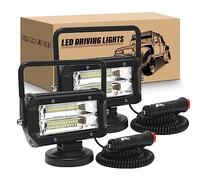 RIGIDON 2 focos LED de trabajo con base magnética, 5 pulgadas, 13 cm, 72 W, foco LED para coche, 12 V, iluminación offroad para SUV, ATV, tractor, camión, 4 x 4, barco, 6000 K, luz blanca de búsqueda