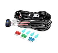RIGIDON 2 Lead 12 V 18AWG CC Kit de cableado de luz antiniebla, Kit de cableado para barra de luz led, lámpara trabajo, faro, Arnés de encendido/apagado de relé de fusible (Modelo D)