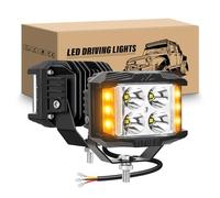 RIGIDON 2 Pcs 4 pulgadas 10 cm 35W Faros trabajo led, Spot Flood Luz estroboscópica, Impermeable Faro de trabajo Exterior foco led 12V 24V para Off road Camión Tractor Coche SUV 4x4, Amarillo Blanco