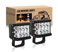 RIGIDON 2 Pcs 4 Pulgadas 60W Faros LED Trabajo, 12V 24V Spot Luz Estroboscópica de Emergencia para Off Road Camión Coche SUV 4x4, Amarillo Blanco