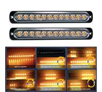 RIGIDON 2 Pcs 7.5" 12 Led ámbar luz estroboscópica emergencia, 12V 24V Advertencia de emergencia Luz de advertencia de peligro Luz faros antiniebla para off road camión coche ATV SUV 4x4 todoterreno