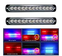 RIGIDON 2 Pcs 7.5" 12 Led rojo azul luz estroboscópica emergencia, 12V 24V Advertencia de emergencia Luz de advertencia de peligro Luz faros antiniebla para off road camión coche ATV 4x4 todoterreno