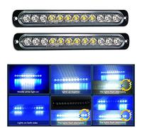 RIGIDON 2 Pcs 7.5" Blanco azul led luz estroboscópica emergencia, 12V 24V Advertencia de emergencia Luz de advertencia de peligro Luz faros antiniebla para off road camión coche ATV 4x4 todoterreno