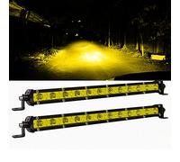 RIGIDON 2 Pcs Amarillo Barra de luz led, 12V 24V 13 Pulgadas 60W, Unica Fila Delgado Barras Luminosas led para Off Road camión Coche ATV SUV 4x4 Todoterreno, Lampara Foco, 3000k Faros antiniebla