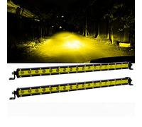 RIGIDON 2 Pcs Amarillo Barra de luz led, 12V 24V 20 Pulgadas 90W, Unica Fila Delgado Barras Luminosas led para Off Road camión Coche ATV SUV 4x4 Todoterreno, 3000k Faros antiniebla, Flood Spot Combo