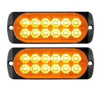 RIGIDON 2 Pcs Ámbar Luz Estroboscópica de Emergencia 12 LED Advertencia de emergencia 12V 24V Luz de advertencia de peligro faros antiniebla para Off road Camión Coche ATV SUV 4x4 Todoterreno