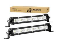 RIGIDON 2 Pcs Barra de luz led, 12V 24V 7 Pulgadas 30W, Unica Fila Delgado Barras Luminosas para Off Road camión Coche ATV SUV 4x4, Luz inundacion, Faros Trabajo lámpara, 6000K blanca