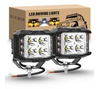 RIGIDON 2 Pcs Estroboscópica Faros trabajo led, 4 pulgadas 35W 3500LM Spot Lámpara trabajo Impermeable Exterior foco led 12V 24V para Off road Camión Tractor Coche SUV 4x4, Amarillo Blanco