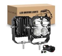 RIGIDON 2 Pcs Faro de trabajo, 4.3 pulgadas 30W 2500LM foco led tractor y 12V kit de cableado, Spot Flood lámpara trabajo led impermeable para off road camión coche ATV 4x4 moto, 6000K Blanco