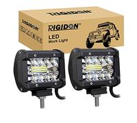 RIGIDON 2 Pcs Faros Trabajo Led 8D 4" 60W, Spot Lámpara para Off Road Camión Coche ATV SUV 4x4 Tractor, 6000K Blanco, Foco 12v 24v Spotlights Antiniebla