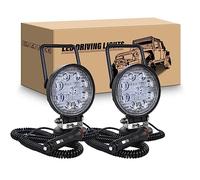 RIGIDON 2 Pcs Faros trabajo led con imán, 10cm 4 pulgadas 27W Retondo flood lámpara trabajo led, 12V 24V luz de Trabajo led con Base magnética para 4x4 off road camión coche todoterreno SUV Vehículos