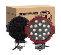 RIGIDON 2 Pcs Faros Trabajo Redondo, 7 Pulgadas 51W Rojo Inundación LED 12V 24V, Foco Tractor Floodlights para Off Road Camión Coche ATV UTE SUV 4x4, 6000K Antiniebla