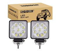 RIGIDON 2 Pcs Foco led rectangular, 4 pulgadas 27W, Flood lámpara trabajo leds para off road camión coche ATV SUV 4x4 Tractor, 12v 24v faros antiniebla, 6000K Blanco Floodlight