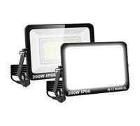 RIGIDON 2 Pcs Focos led exterior, 200W 20000LM foco exterior con enchufe, foco proyector led 6000K Blanco Frío IP66 impermeable luz de seguridad floodlight para Casa, Garaje, Patio, Jardín, Terraza