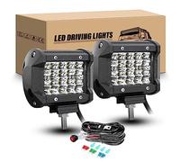 RIGIDON 2 Pcs Focos Led Tractor, 10cm 4 Pulgadas 60W Faros Trabajo Led y 12v kit de cableado, Barra de Luz LED Antiniebla para 4x4 Coche Off Road Camión ATV UTV SUV Barco, 6000K Blanco