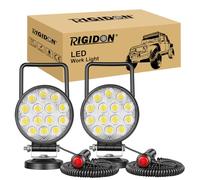 RIGIDON 2 Pcs Lámpara trabajo led portatil, 4 pulgadas 42W, Flood lámpara trabajo led para off road camión coche SUV 4x4, faro de trabajo led con imán 12v 24v,6000K Blanco Floodlight