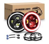 RIGIDON 2 x 7 Pulgadas 50W Faro LED con Soporte de Montaje, Rojo/Blanco | Rojo Halo señal de giro, ángulo ojos, DRL de haz bajo y haz alto, compatible con Wrangler JK LJ CJ TJ Humm-er