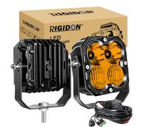 RIGIDON 2 x Faro de trabajo y 12V DT kit de cableado, 4.3 Pulgadas 30W 2500 LM, Flood Spot lámpara, largo alcance faros antiniebla para off road todoterreno camión coche ATV 4x4 moto tractor Ámbar