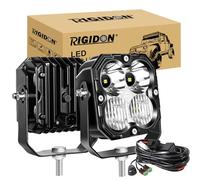 RIGIDON 2 x Faro de trabajo y 12V DT kit de cableado, 4.3 Pulgadas 30W 2500 LM, Flood Spot lámpara, largo alcance faros antiniebla para off road todoterreno camión coche ATV SUV 4x4 moto tractor