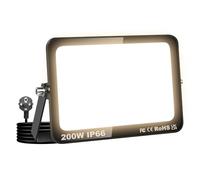 RIGIDON 200W Focos LED Exterior, 20000LM foco exterior con enchufe, Foco Proyector LED 3000K Blanco Neutro Floodlight, IP66 Impermeable Iluminación de Seguridad para Jardín, Garaje, Patio, Terraza